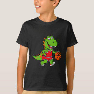 Lächelnder Dinosaurier Basketball Spaß T - Shirt