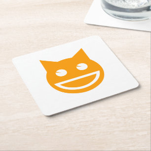 Lächelnder Emoji-Katze Rechteckiger Pappuntersetzer