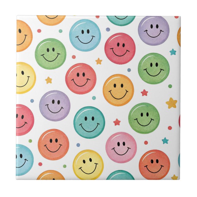 Lächelnder Emoji-Muster Fliese (Vorderseite)