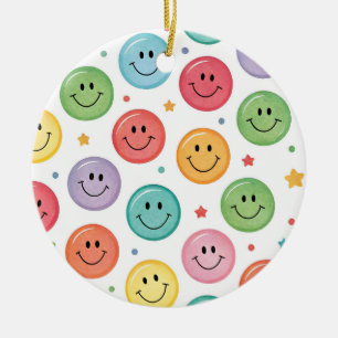 Lächelnder Emoji-Muster Keramik Ornament