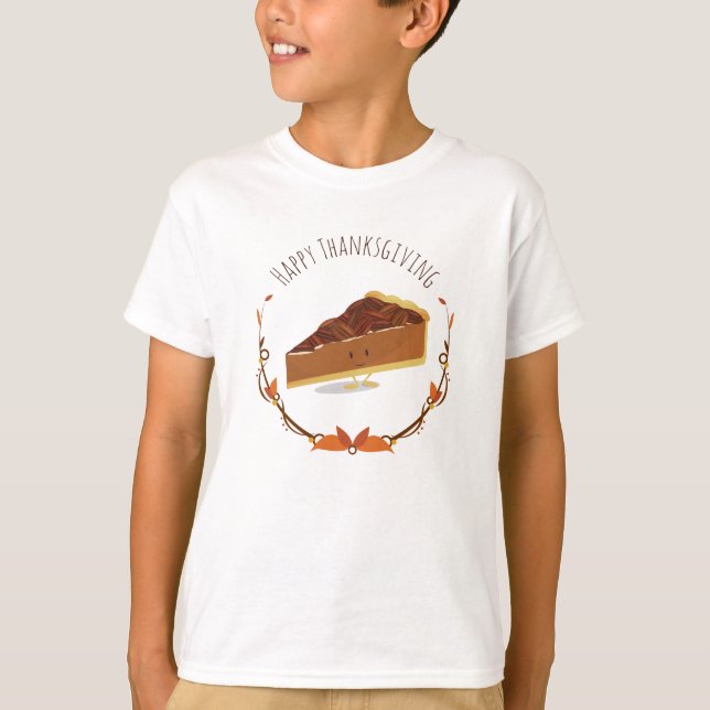 Lächelnder Erntedank Pecan Pie Slice Aquamarin T-Shirt (Vorderseite)