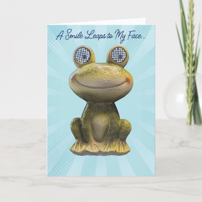 Lächelnder Frog denkt an dich Karte (Vorderseite)