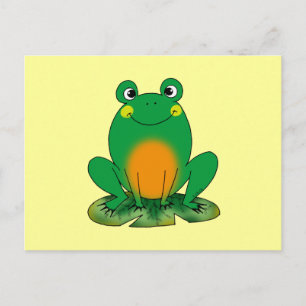 Lächelnder Frosch auf Seerosenblatt-Design Postkarte