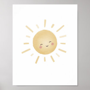 Lächelnder gelber Sonnneutraler Kinderzimmer-Dekor Poster