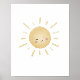Lächelnder gelber Sonnneutraler Kinderzimmer-Dekor Poster