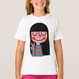 Lächelnder Girl-Power - Kindercharakter Kunst T-Shirt