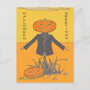 Lächelnder glücklicher Scarecrow Jack O' Lantern Postkarte