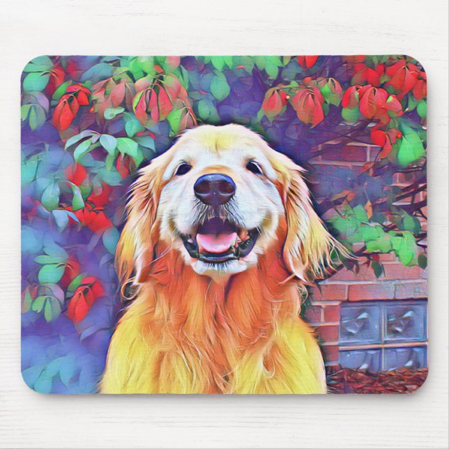 Lächelnder golden retriever-Hund in den Mousepad (Vorne)