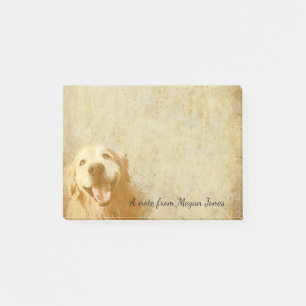 Lächelnder Golden Retriever Hund in Vintage-Farben Post-it Klebezettel