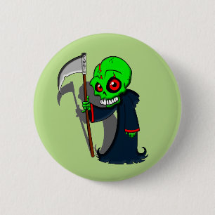 Lächelnder grimmiger Sensenmann Illustration Creep Button
