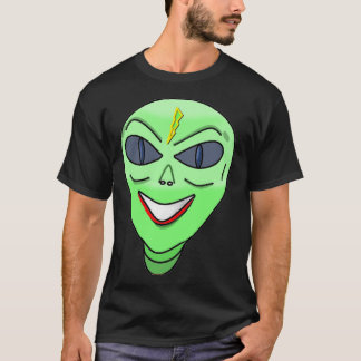 Lächelnder grüner Außerirdischer Kopf T-Shirt