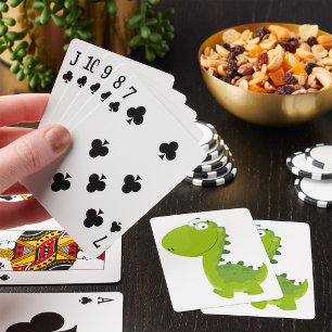Lächelnder grüner Dino Spielkarten