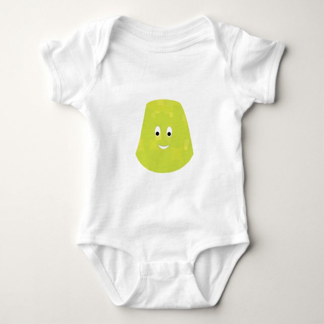 Lächelnder grüner Gumdropcharakter Baby Strampler (Vorderseite)