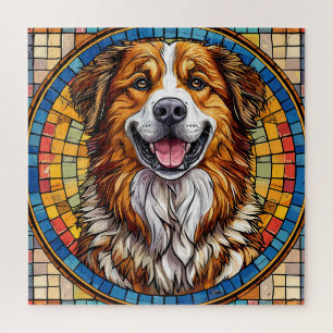 Lächelnder Hund im mosaikischen Hintergrund Puzzle