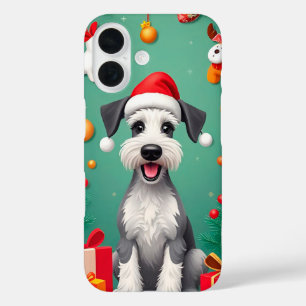 Lächelnder Hund mit Weihnachtsmannmütze iPhone 16 Hülle