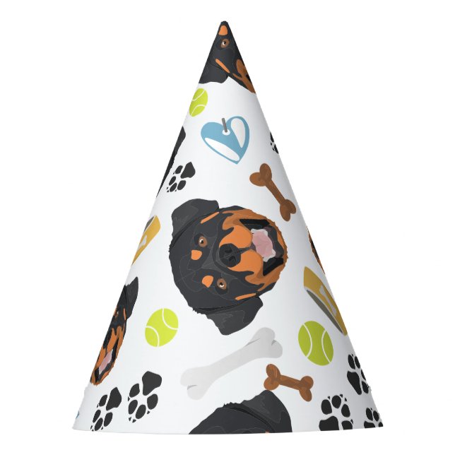 Lächelnder Hund Rottweiler Partyhütchen (Vorderseite)