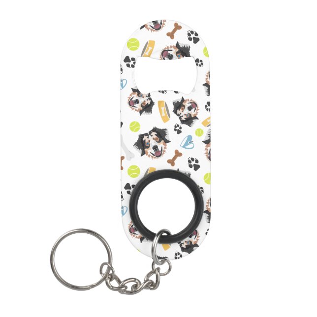 Lächelnder Hundeaustralier-Schäfer Mini Flaschenöffner (Vorderseite)