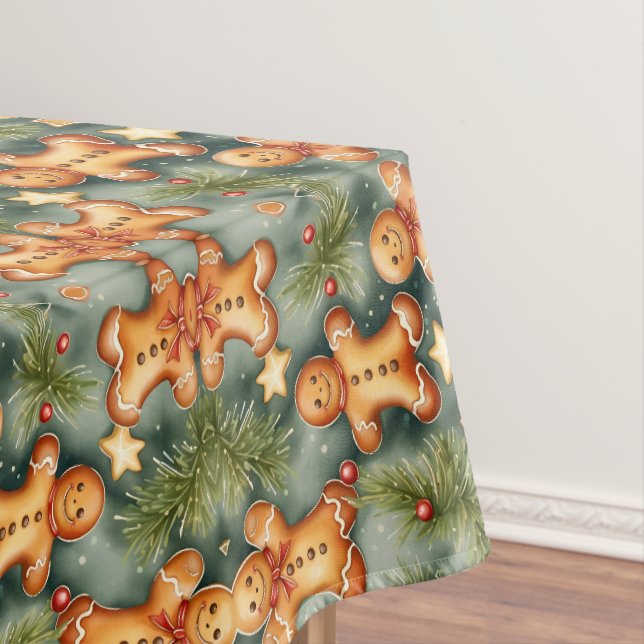Lächelnder Ingwerbrotmann-Weihnachtsmuster  Tischdecke (Beispiel)