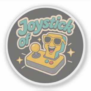 Lächelnder Joystick, der das Glücks-Abzeichen auss Aufkleber