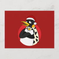 Lächelnder Kaiser Pinguin Weihnachten Cartoon Post