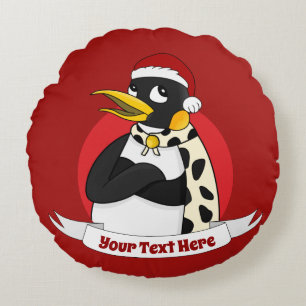Lächelnder Kaiserpinguin Weihnachten Cartoon Round Rundes Kissen