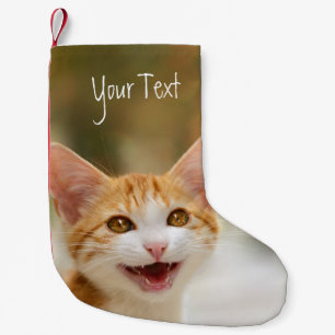Lächelnder Kätzchen-lustiger KatzeMeow Kleiner Weihnachtsstrumpf