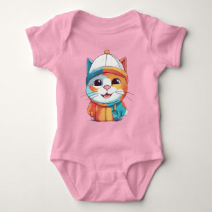 Lächelnder Katzenhut Clipart Baby Strampler