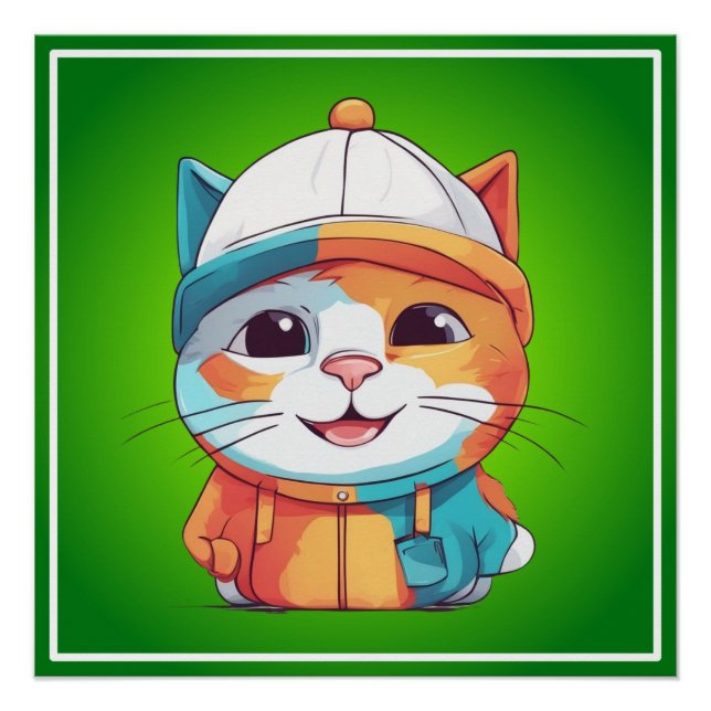 Lächelnder Katzenhut Clipart Poster (Vorderseite)