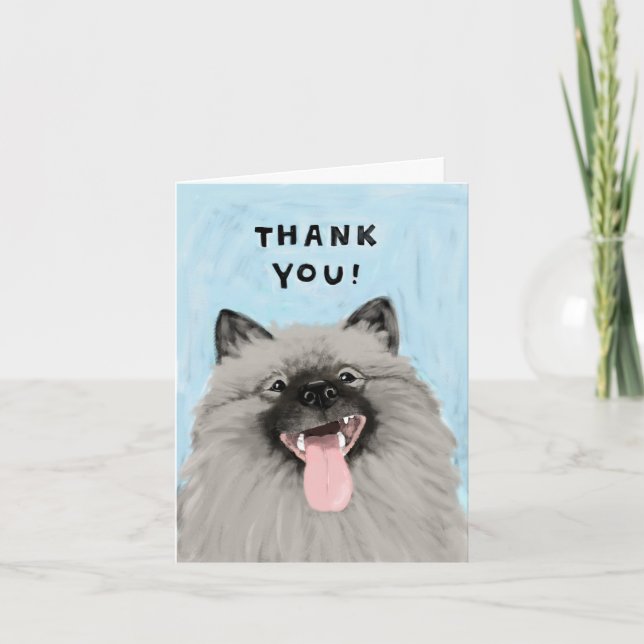 Lächelnder Keeshond Danke (Vorderseite)
