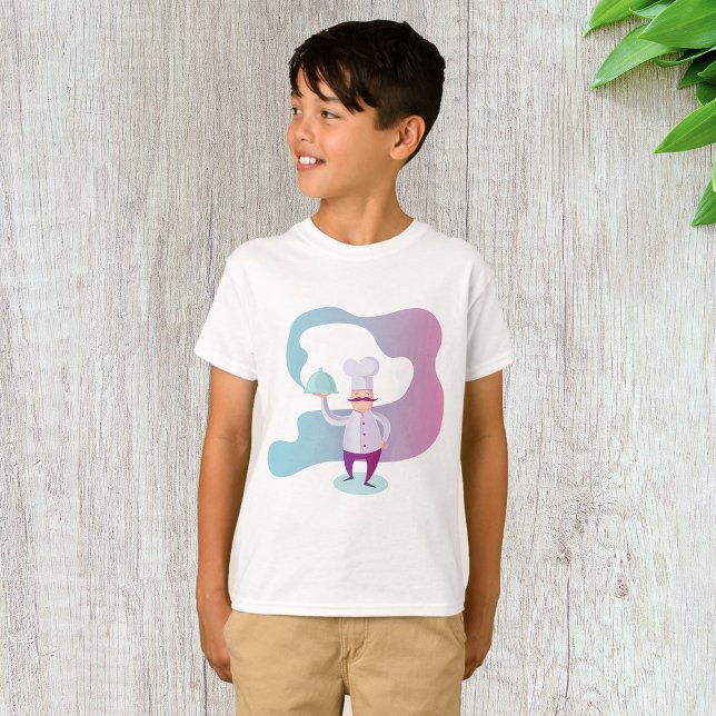 Lächelnder Koch mit Mustache und Serviertablett T-Shirt (Von Creator hochgeladen)