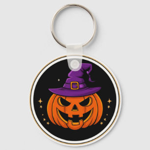 Lächelnder Kürbis-Hexenhut Halloween 🎃 Schlüsselanhänger