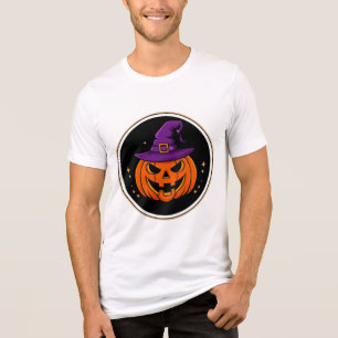 Lächelnder Kürbis-Hexenhut Halloween 🎃 Tri-Blend Shirt