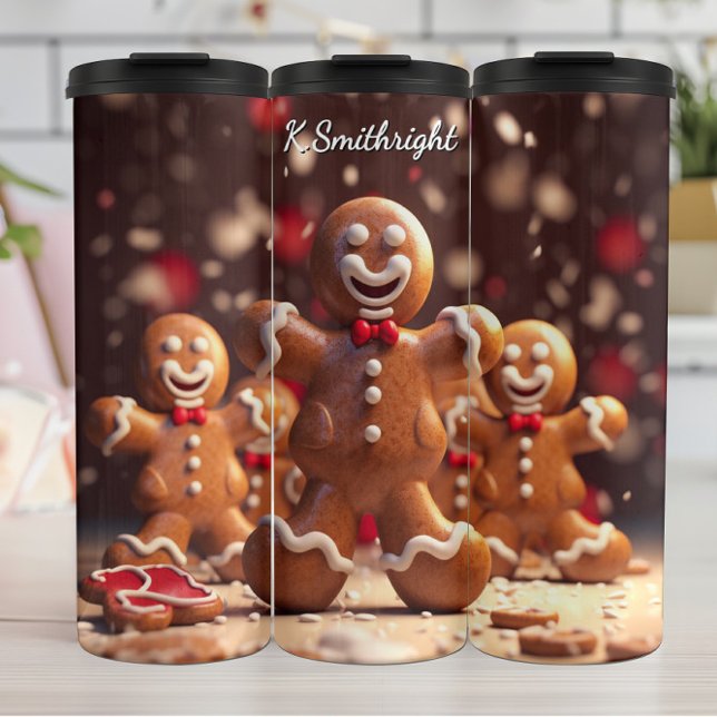 Lächelnder Lebkuchenmann Thermosbecher (Von Creator hochgeladen)