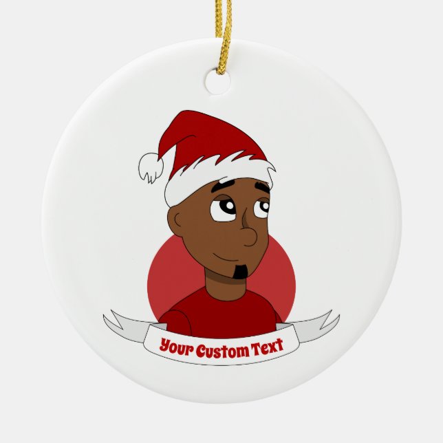 Lächelnder Mann Weihnachts-Cartoon Keramik Ornament (Vorne)