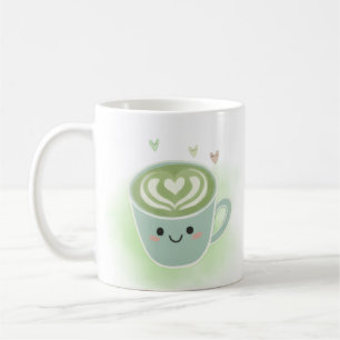 Lächelnder Matcha-Latte-Herz-Becher Kaffeetasse