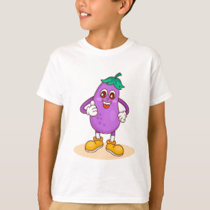 Lächelnder Niedlicher Cartoon von Eggplant T-Shirt
