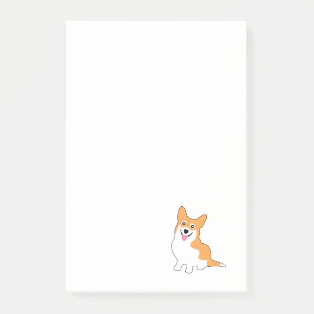 Lächelnder Pembroke-Walisercorgi-Cartoon Post-it Klebezettel (Vorderseite)