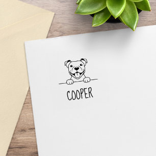 Lächelnder Pit Bull Dog Individuelle Name Gummistempel