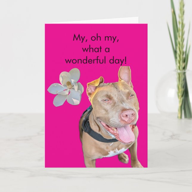 Lächelnder Pit Bull Geburtstag Karte (Vorderseite)