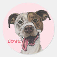Lächelnder Pit Bull Terrier Hund Zeichnend LIEBE