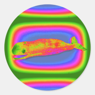 Lächelnder psychedelischer Wal-Aufkleber Runder Aufkleber