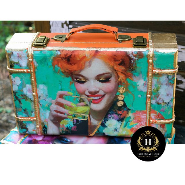 Lächelnder Redhead mit Lemon Cocktail Decoupage Seidenpapier (Von Creator hochgeladen)