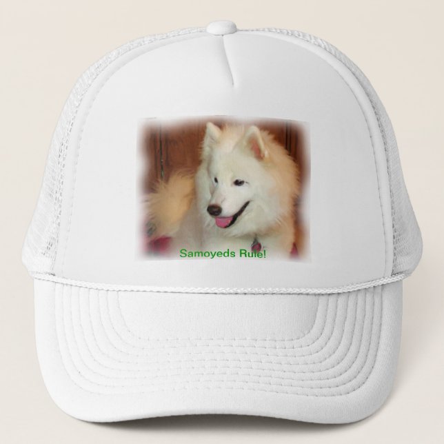 Lächelnder Samoyed-Digital-Ölgemälde-Effekt-Hut Truckerkappe (Vorderseite)