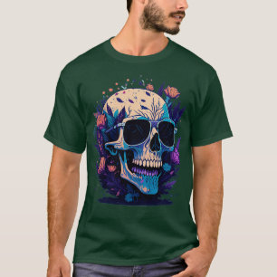 Lächelnder Schädel in Sonnenbrillen, umgeben von B T-Shirt