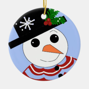 Lächelnder Schneemann Keramik Ornament