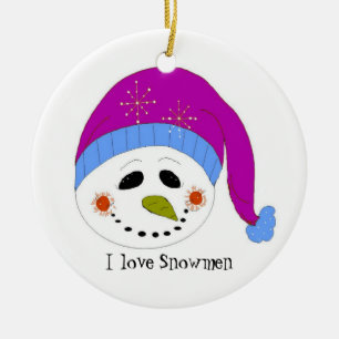 Lächelnder Schneemann Keramik Ornament