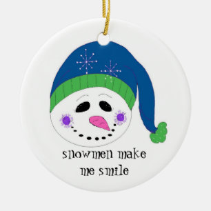 Lächelnder Schneemann Keramikornament
