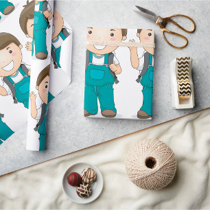 Lächelnder Schuljunge mit Rucksack Geschenkpapier