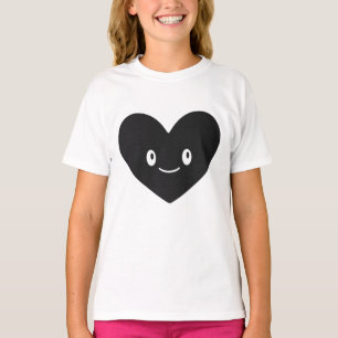 Lächelnder schwarzer Herzvektor-T-Shirt T-Shirt