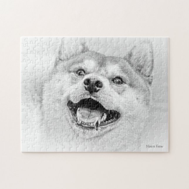 Lächelnder Shiba Inu Hund Puzzle (Horizontal)